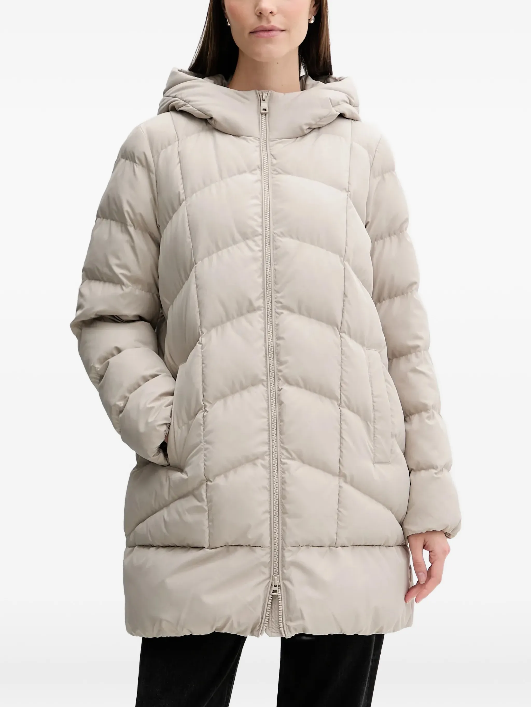 

Стеганое пальто с застежкой на молнию Geox, белый