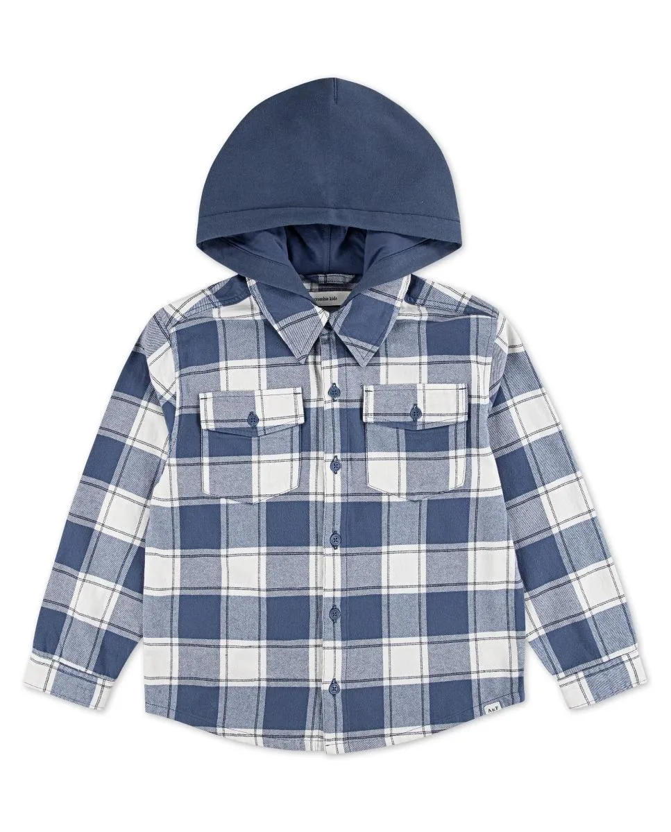

Фланелевая рубашка с капюшоном & Fitch для мальчика Abercrombie, синий