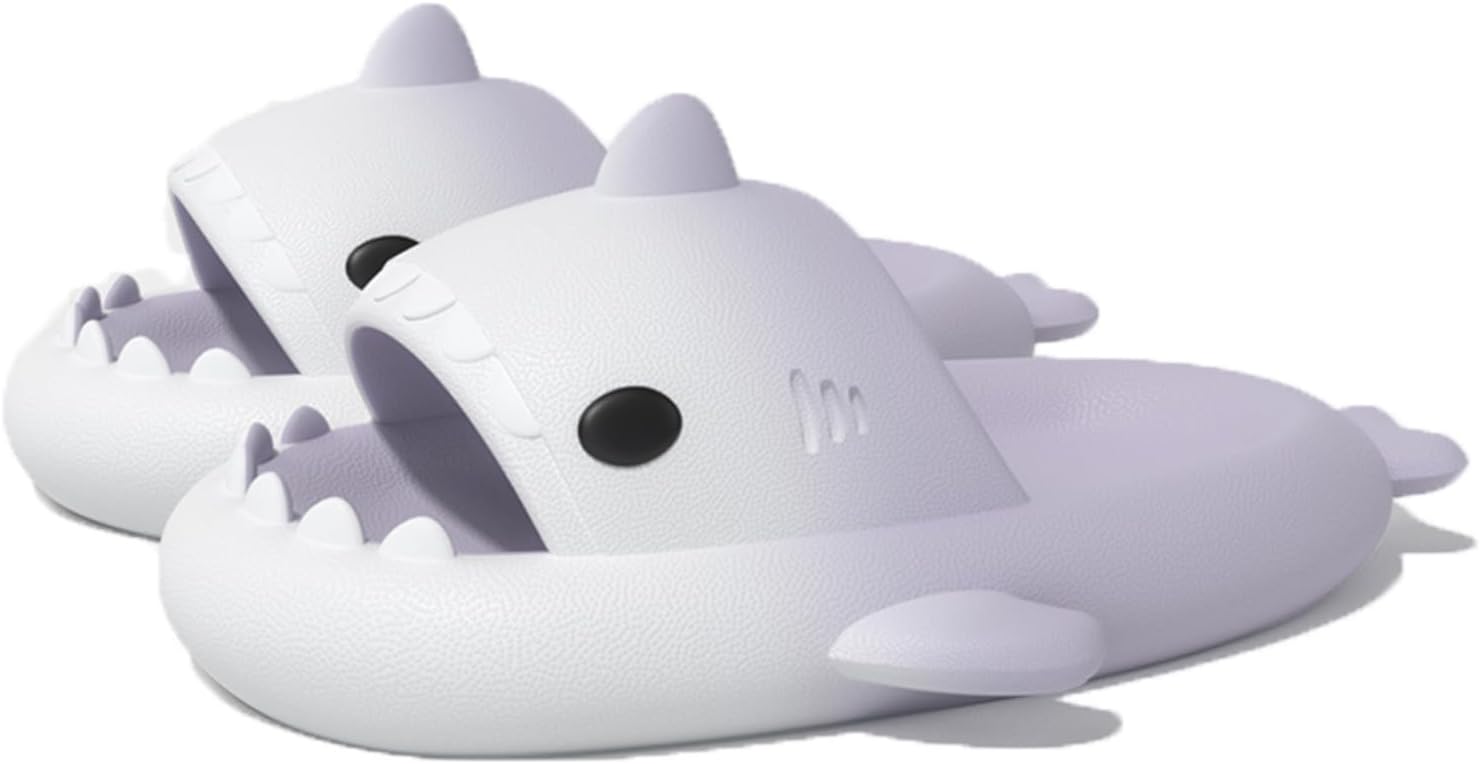 

Тапочки Zureto Shark Cloud, милые тапочки с рисунком акулы для дома и улицы для женщин и мужчин, белый/фиолетовый