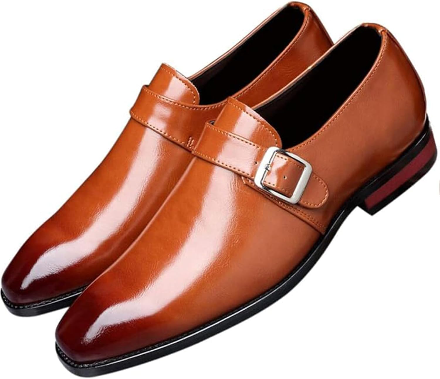 

Мужские туфли - слипоны из кожи с монк-ремнем, стильные классические винтажные лоферы Xinduoyu, коричневый