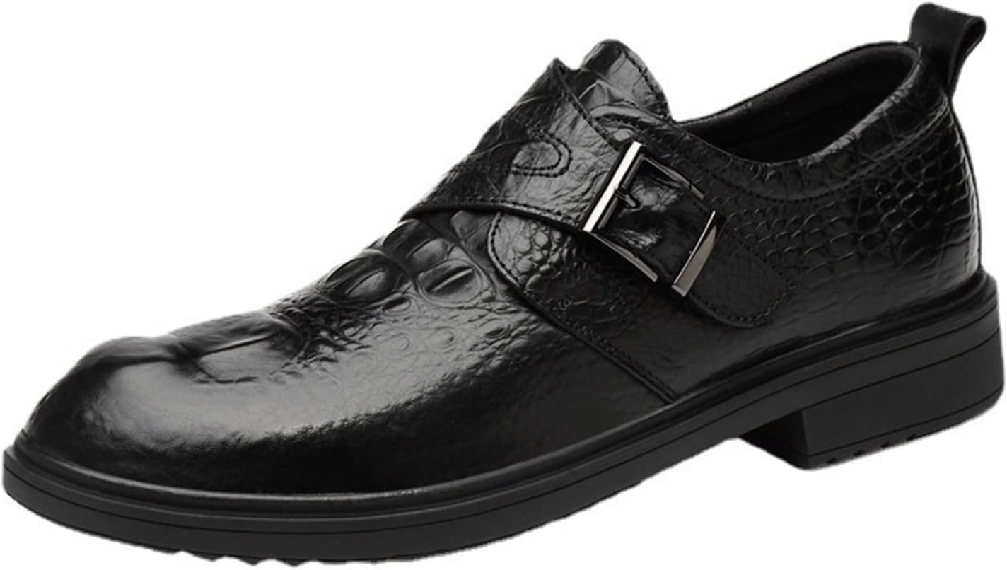 

Мужские туфли с тиснением под крокодила из веганской кожи, с низким каблуком-блоком, противоскользящие, повседневные, подходят для различных случаев. (Цвет: черный, размер: 9,5) Gommer
