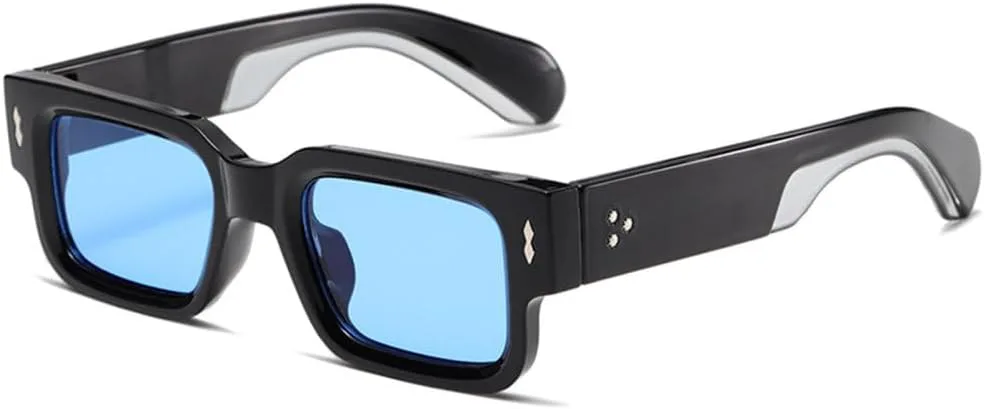 

Винтажные модные маленькие прямоугольные солнцезащитные очки для мужчин с заклепками, квадратные солнцезащитные очки для женщин, черные, женские MTZJH, C7