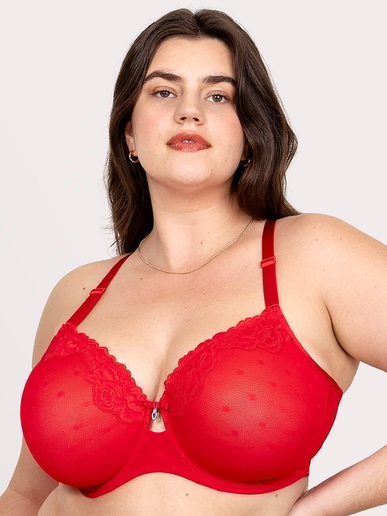 

Бюстгальтер Sheer Whisper без подкладки на косточках Curvy Couture, diva red