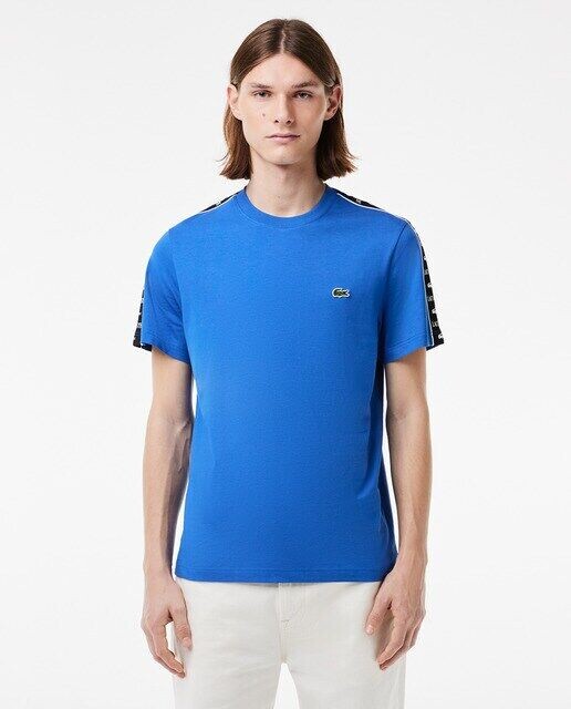 

Футболка из хлопкового джерси с полосками с логотипом Lacoste, синий