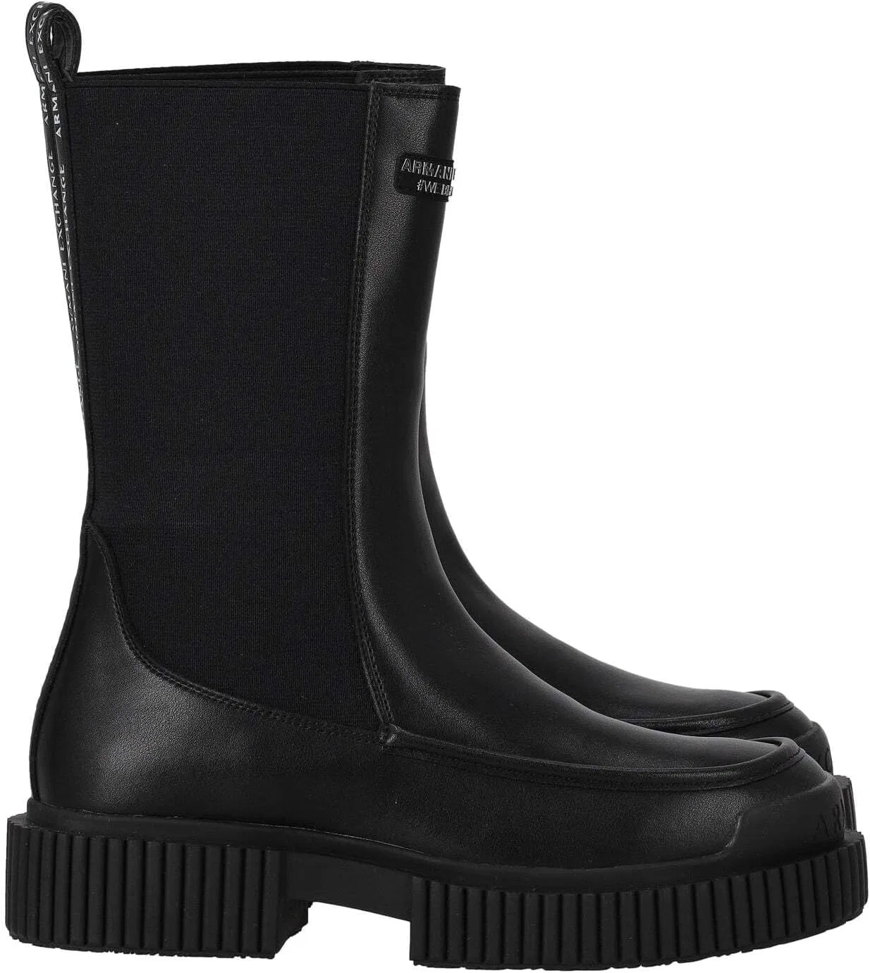 Ботинки ARMANI EXCHANGE Leather and Fabric Beatles, Black — фото 2