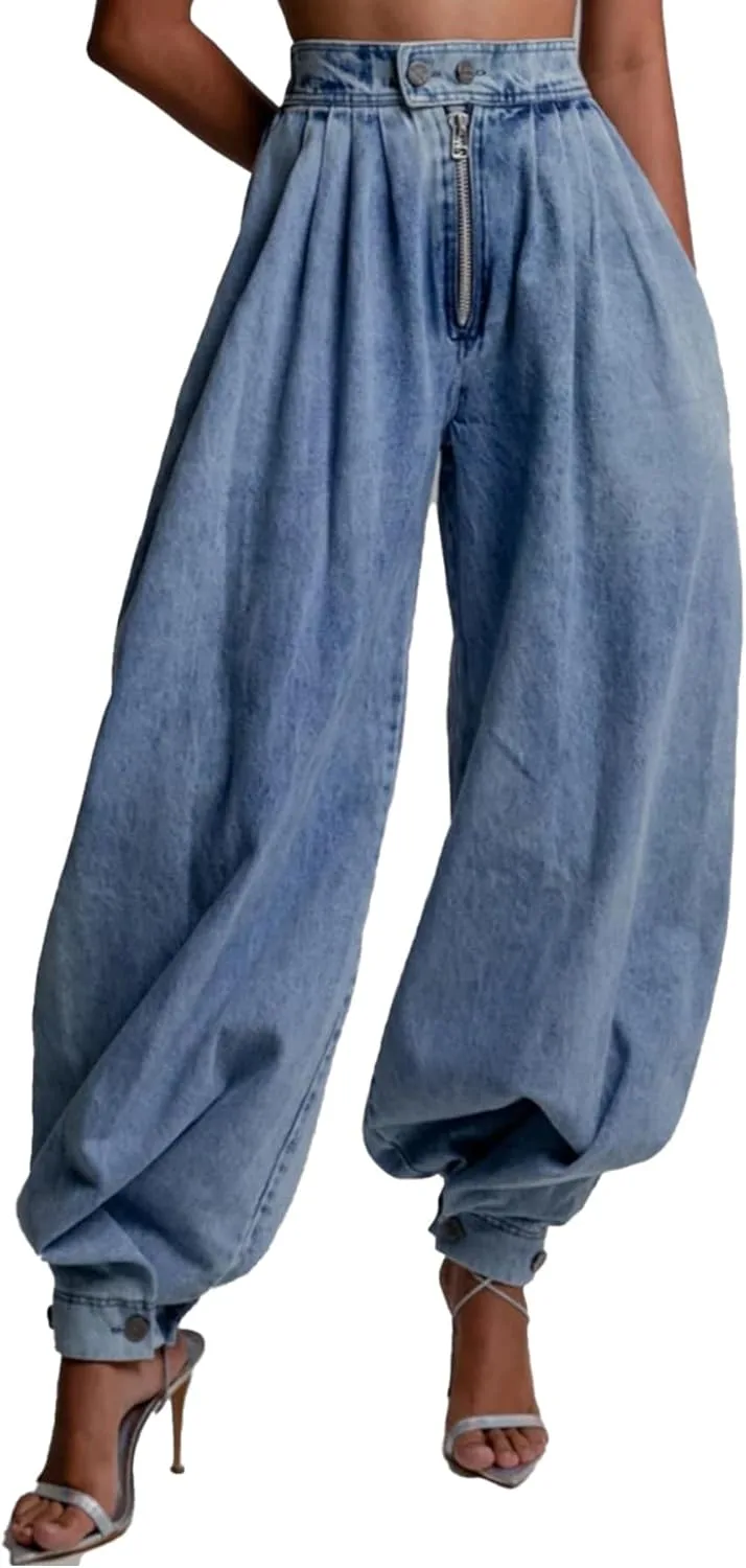 

YOOTIKO женские мешковатые джинсы Y2k деним джоггеры на резинке с высокой талией