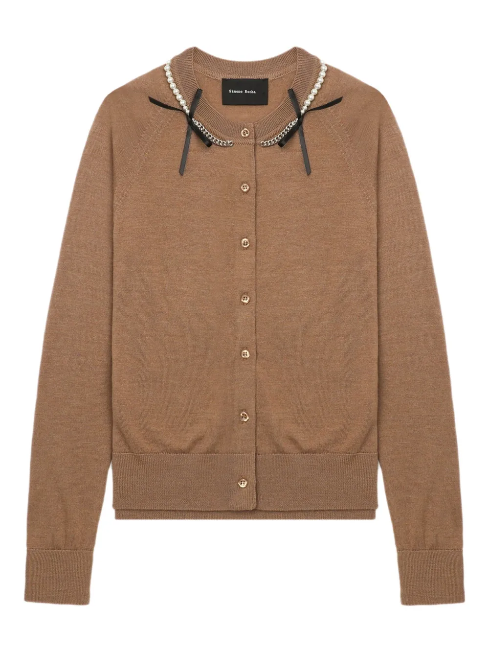 

Кардиган с декоративным жемчугом Simone Rocha, коричневый