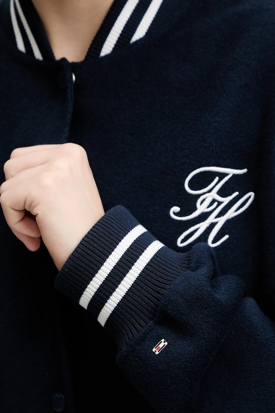 Шерстяная куртка-бомбер Tommy Hilfiger, темно-синий — фото 4