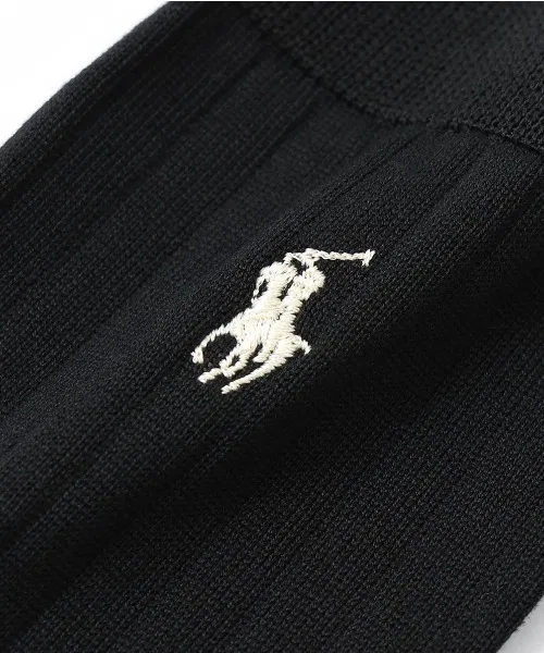 Носки высокие Polo Ralph Lauren с логотипом, хлопковые, черные — фото 2