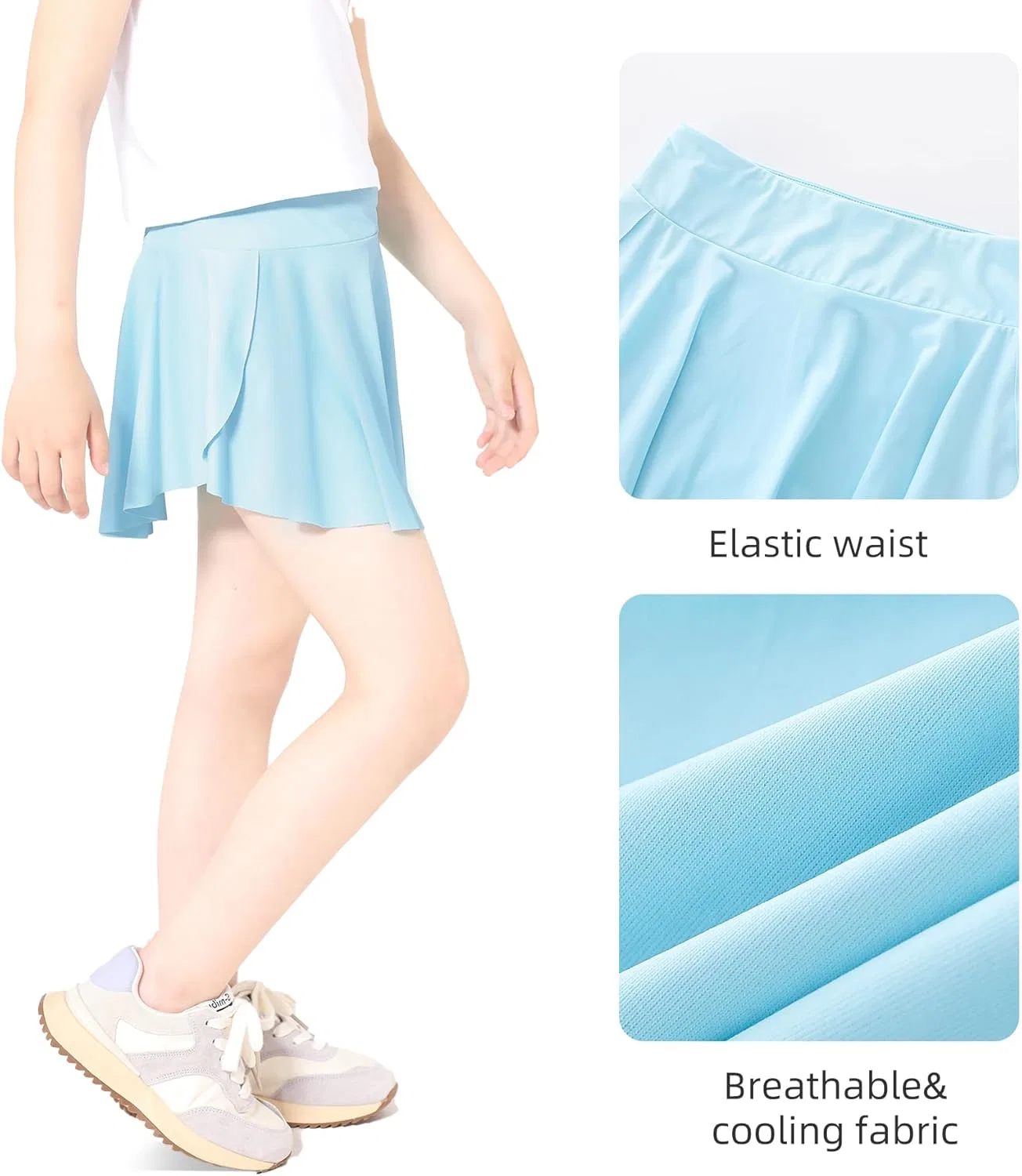 Спортивная юбка-шорты для девочек, Hvididan, Light Blue — фото 4