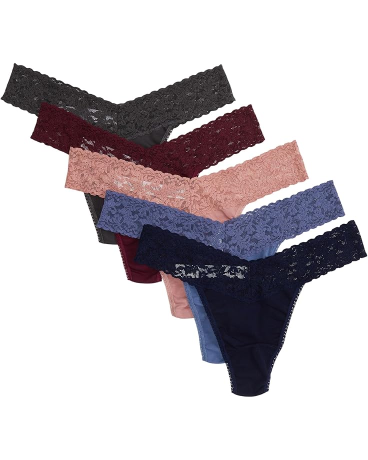 

Стринги Hanky Panky Supima Cotton Original Rise Thong 5 Pack, цвет Roobios/Cabernet/Navy/Granite/Washed Indigo