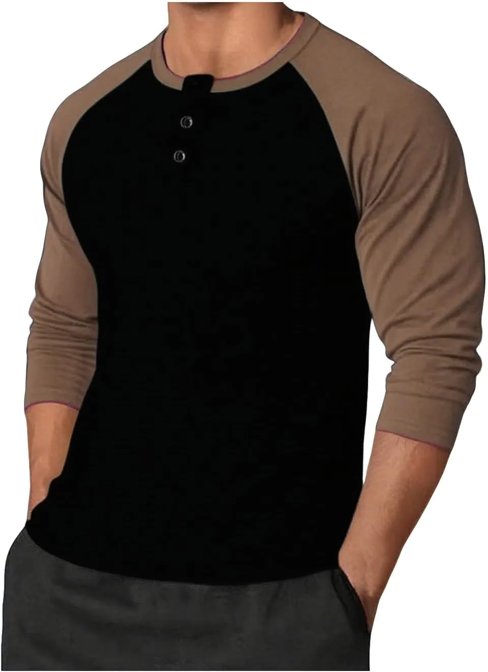 

Xiaojmake мужская футболка casual slim fit с цветными блоками и длинным рукавом