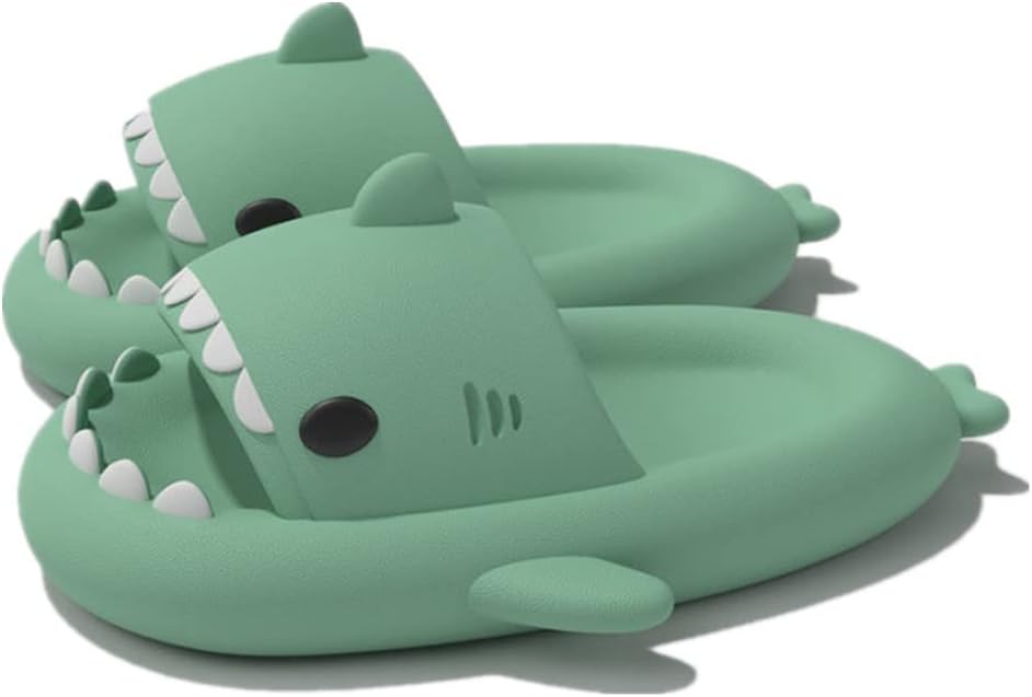 

Милые тапочки с градиентным рисунком в виде акулы, пляжная обувь с мягкой подошвой 4 см, летние тапочки-акулы для женщин и мужчин, из ЭВА, нескользящие, для ванной комнаты, для дома и улицы Kaitesi, зеленый