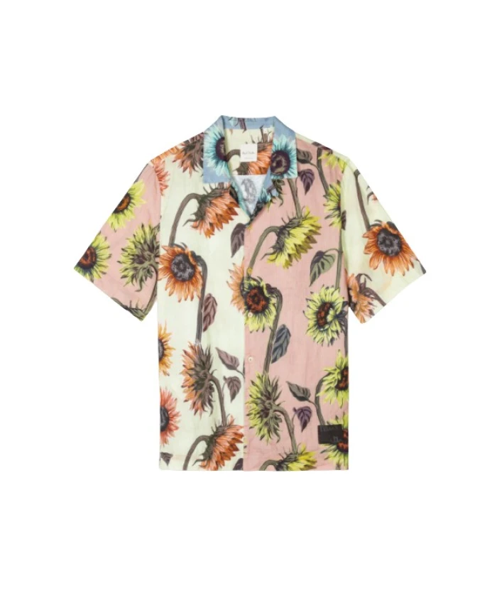 

Рубашка с короткими рукавами и цветовыми блоками с узором «подсолнухи» Paul Smith, мультиколор