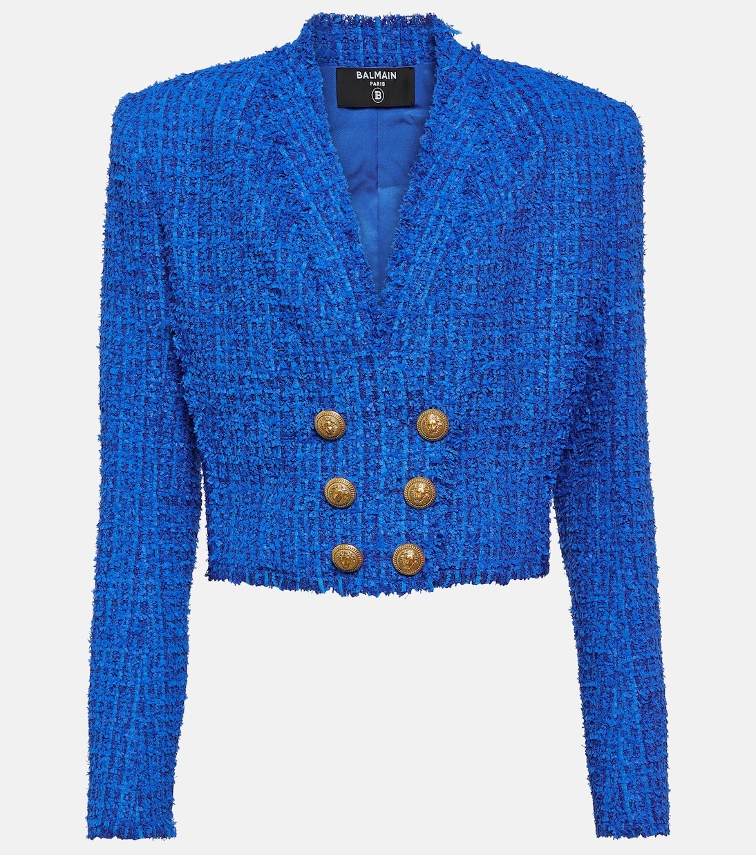

Укороченный твидовый пиджак Balmain, синий