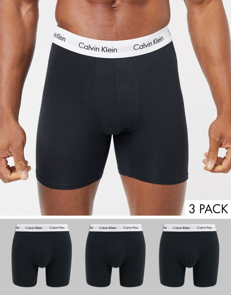 

Черные боксеры-боксеры из 3 шт. Calvin Klein Cotton Stretch