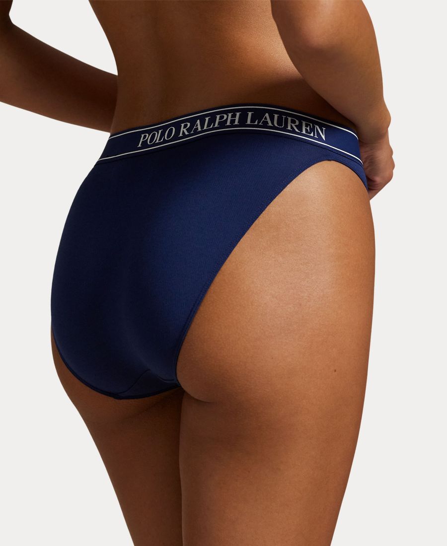 Женские бикини-трусики с высокой талией, комплект из 3 штук, 4P0707 Polo Ralph Lauren, Navy / Black / White — фото 2