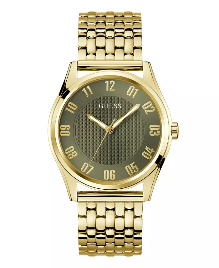 

Мужские аналоговые часы с золотистым покрытием, стальной корпус, 42 мм GUESS