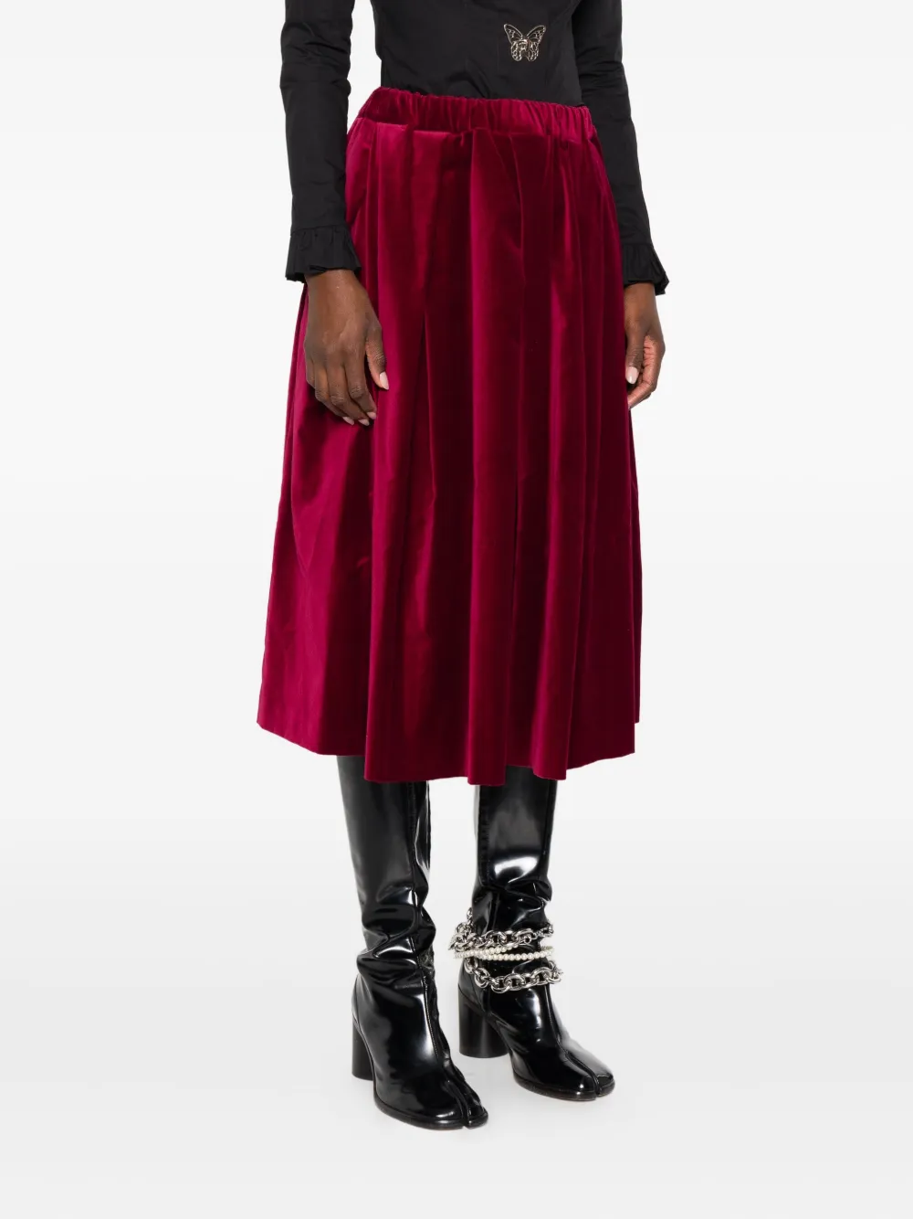 Плиссированная миди-юбка Comme Des Garcons, красный — фото 3