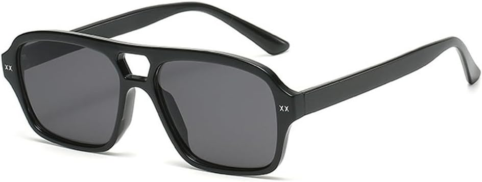 

Ретро-солнцезащитные очки с двойной перемычкой для женщин, квадратной формы, модные очки с градиентным переходом цвета, трендовые мужские солнцезащитные очки с линзами Ocean Lens UV400 WNCKSQ, Black Grey