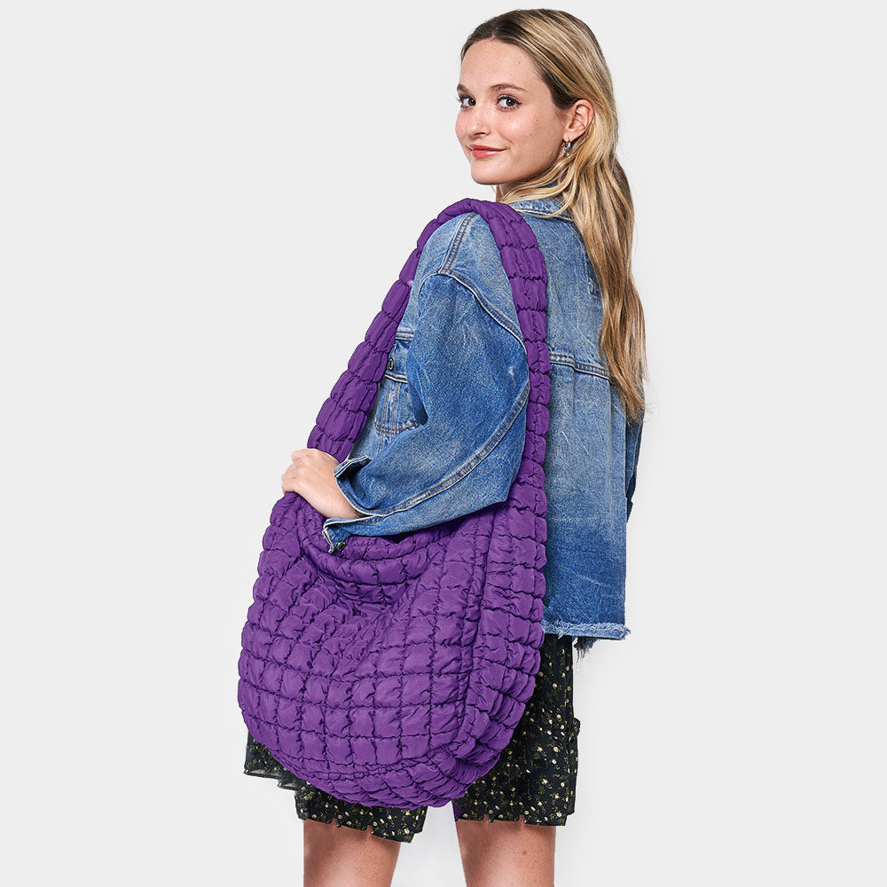 

Стеганая пуховая сумка через плечо или кроссбоди облако FASHNZFAB, фиолетовый