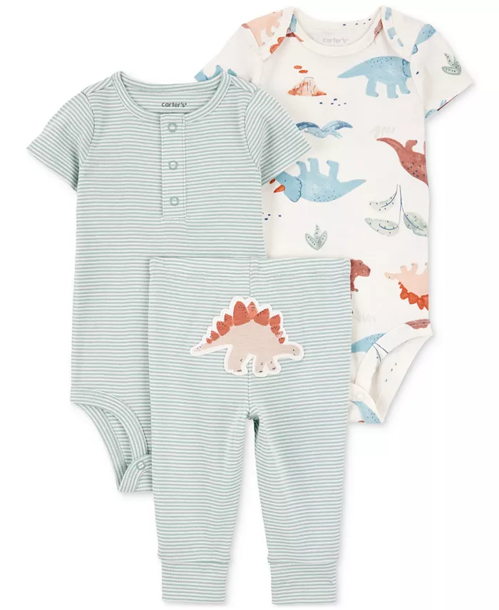

Набор для мальчиков Baby Boys 3-Pc. Cotton Dinosaur Little Character Set Carter's, зеленый