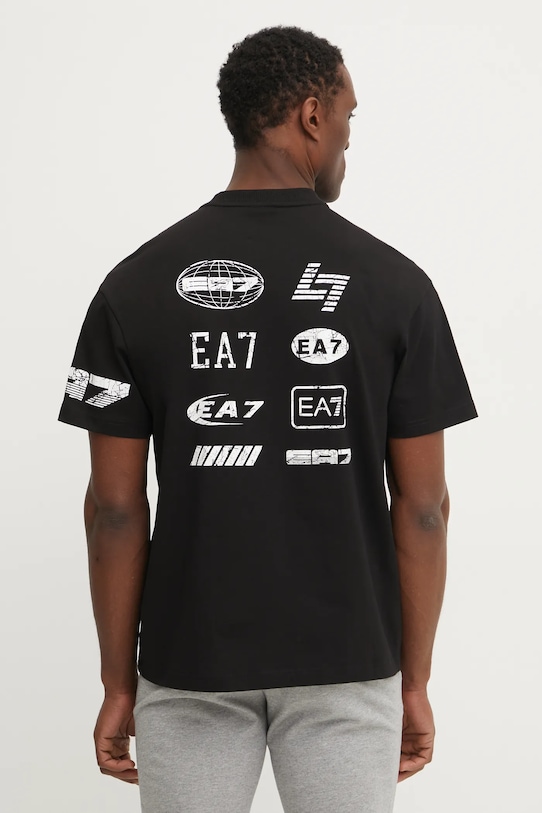 

Хлопковая футболка Ea7 Emporio Armani, черный