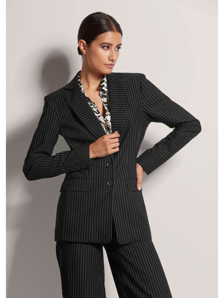 

MADELEINE Длинный, приталенный блейзер черного/бежевого цвета