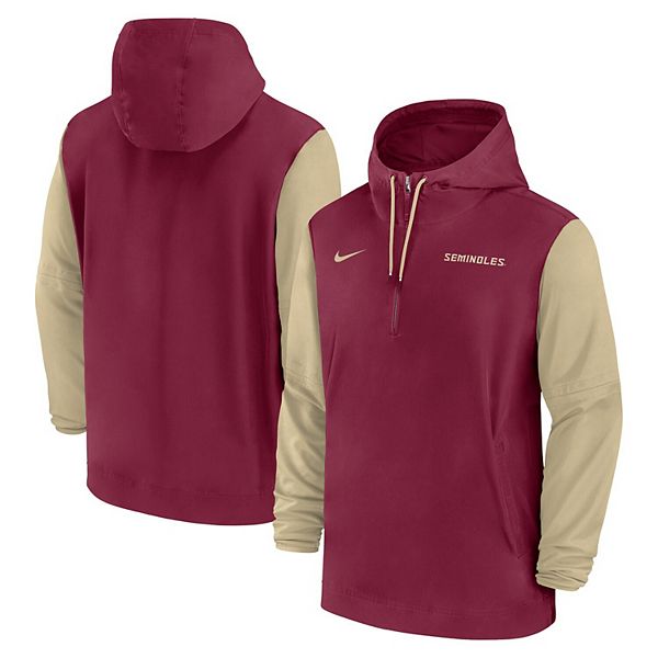 Мужская толстовка с полумолнией garnet florida state seminoles 2024 sideline pregame player Nike