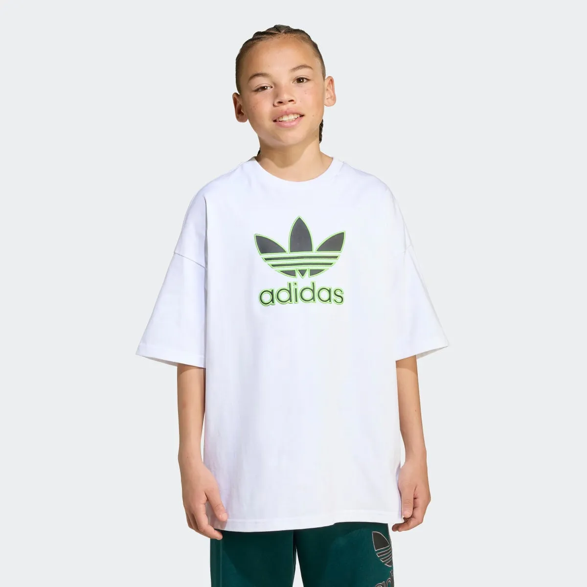 Детская оверсайз-футболка Originals с трилистником adidas, белый — фото 3