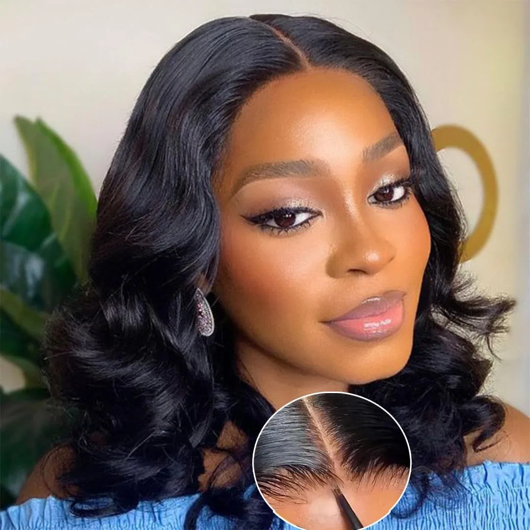 Парик Glueless Human Hair Pre-Cut Lace Body Wave, 180% плотность, 4x4 HD Lace Front, 45.7 см Wenyan, (Natural Color 1B#)