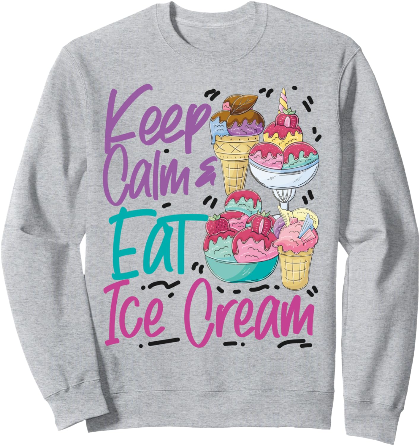 

Толстовка с надписью «Сохраняй спокойствие и ешь мороженое» Cute Ice Cream Lover Boy Girl Hs0, серый