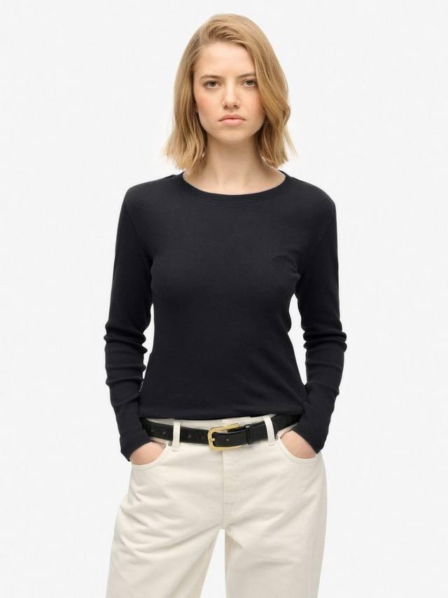 

Хлопковая футболка с длинными рукавами и круглым вырезом Superdry, Bison Black