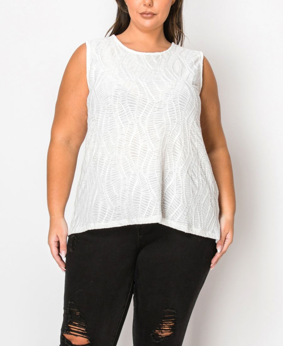 

Топ-майка большого размера с волнообразным узором и бретелями на спине COIN 1804, Ivory