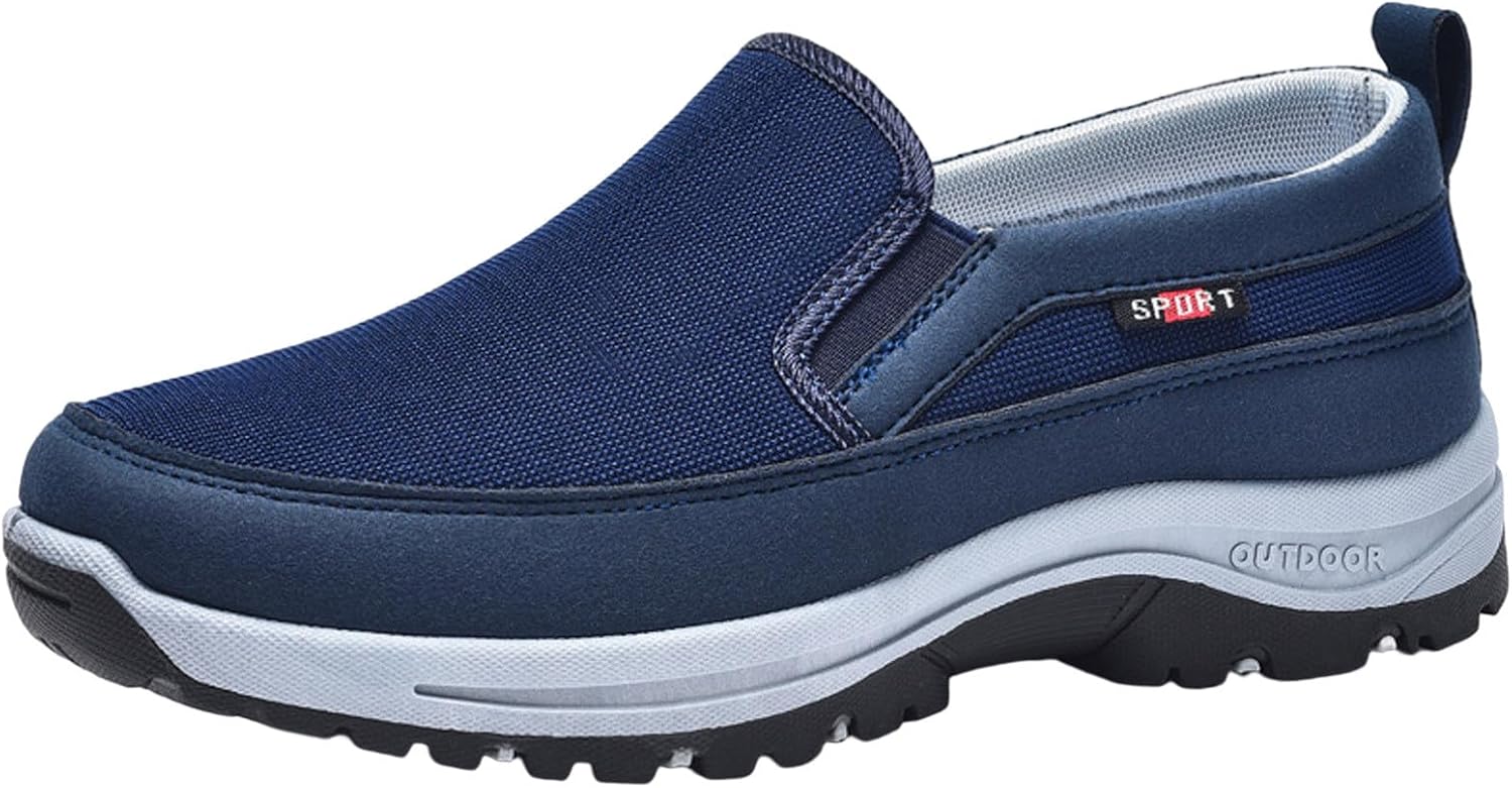 

Мужские прогулочные кроссовки на мягкой подошве с комфортной амортизирующей стелькой из памяти формы, ультралегкие, дышащие, модные, с нескользящей подошвой, поддержкой свода стопы и амортизацией для бега и спорта Generic, темно-синий