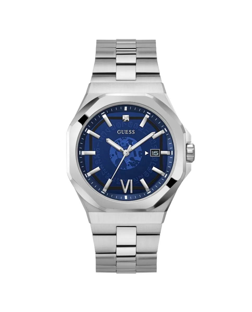 

Мужские часы Emperor GW0573G1 из стали с серебряным ремешком Guess, серебряный