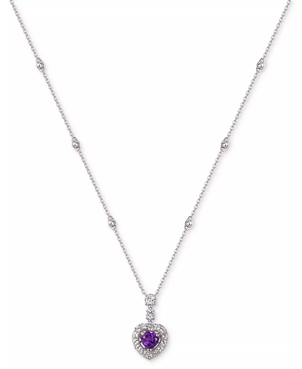 

Ожерелье с подвеской из стерлингового серебра с драгоценными камнями в форме сердца и белым сапфиром (1-1/2 карата), 18 дюймов Macy'S, amethyst