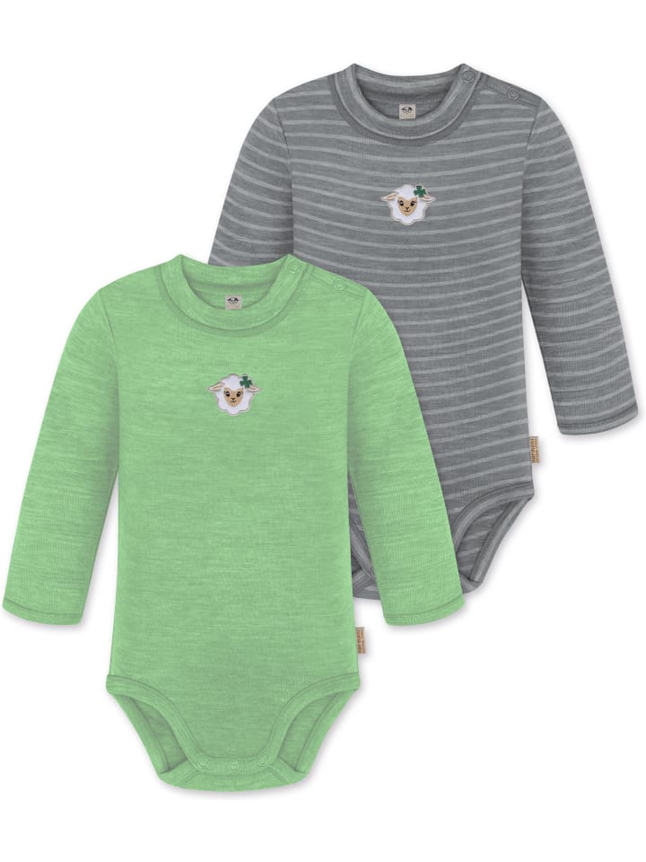 

Normani Outdoor Sports Комплект из 2 детских боди с длинными рукавами из мериносовой шерсти "Туай" зелено-серого цвета