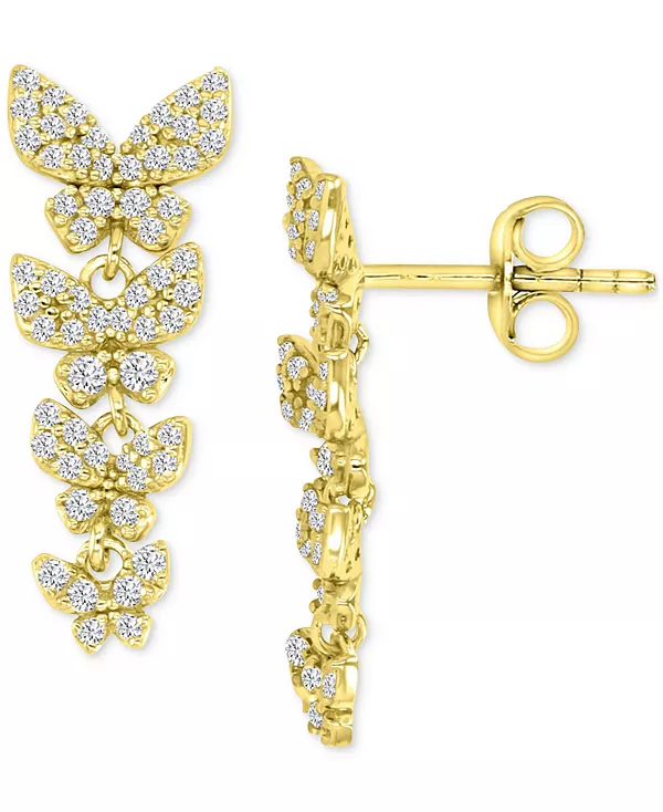

Серьги-Подвески в форме бабочек с кубическим цирконием и градуированными размерами из стерлингового серебра с позолотой 14 карат Macy'S, gold