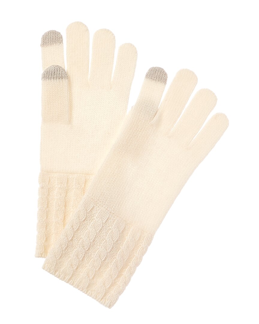 

Amicale Cashmere Cable Knit Cashmere Tech Перчатки, белый