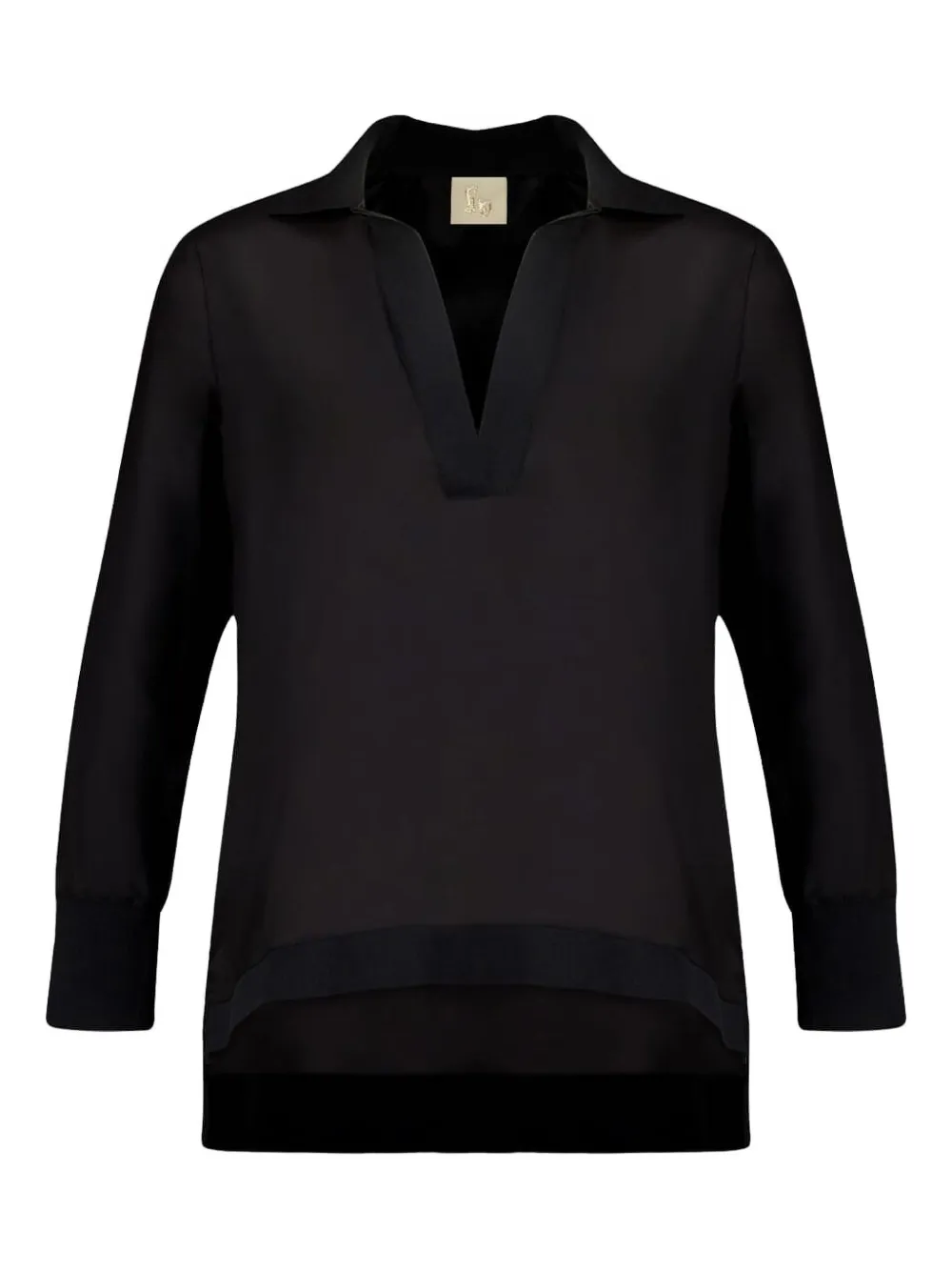 

Топ с V-образным вырезом и длинными рукавами Paula, черный