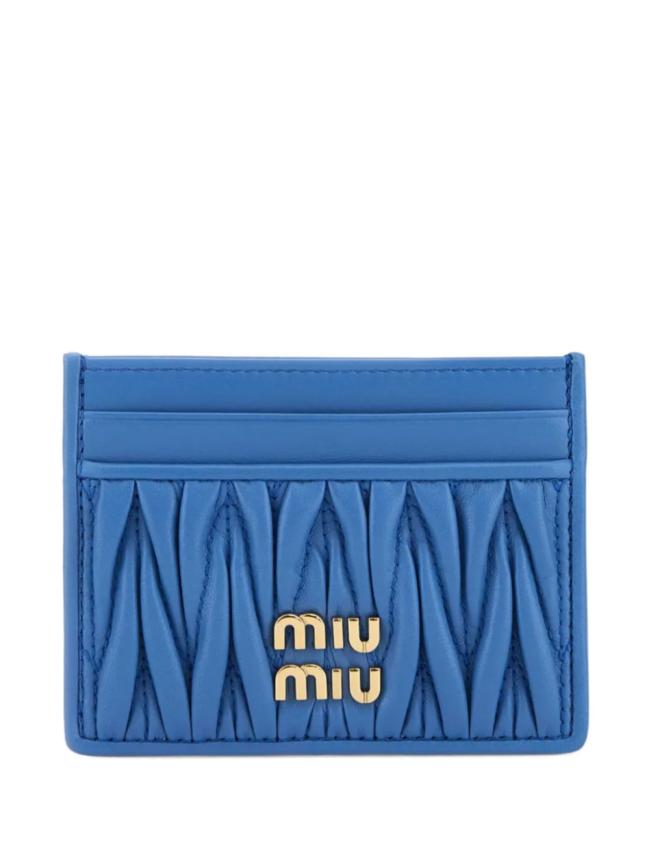

Кожаный визитница Miu Miu с узором «матлассе», синий