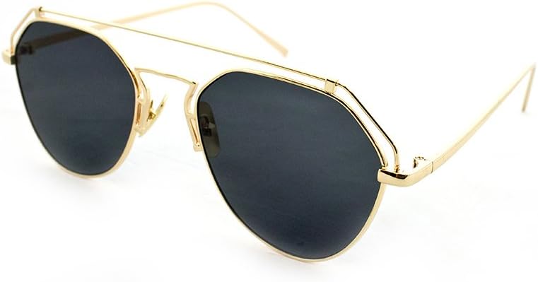 

Newbee Fashion - Солнцезащитные очки-авиаторы "Valky" с геометрическим дизайном, ультрапремиальным корпусом из матового алюминия, оригинальные Newbee Fashion Sunglasses, Gold/Smoke