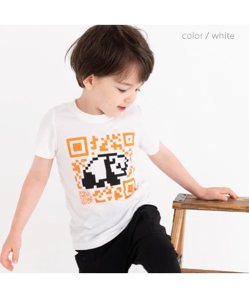 Детская футболка ami amie с принтом QR-кода и панды — фото 2