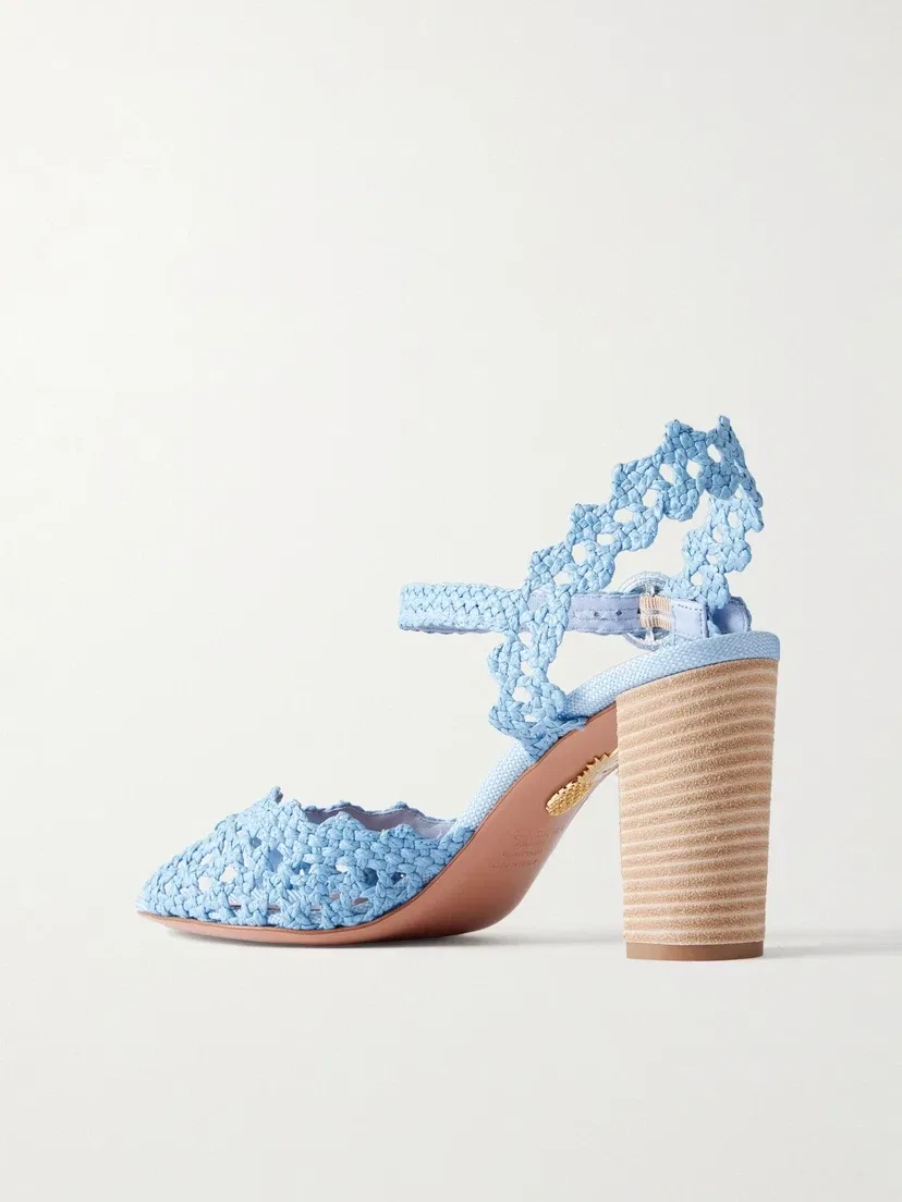 Босоножки Bossa Nova 85 из рафии Aquazzura, синий — фото 3