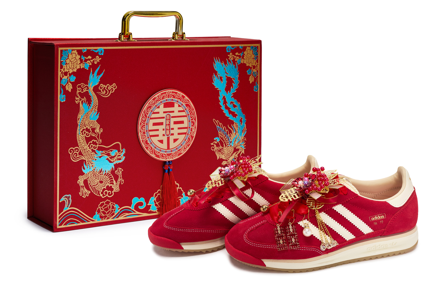 

Adidas Originals SL72 RS Низкие беговые кроссовки унисекс, красные с золотыми элементами