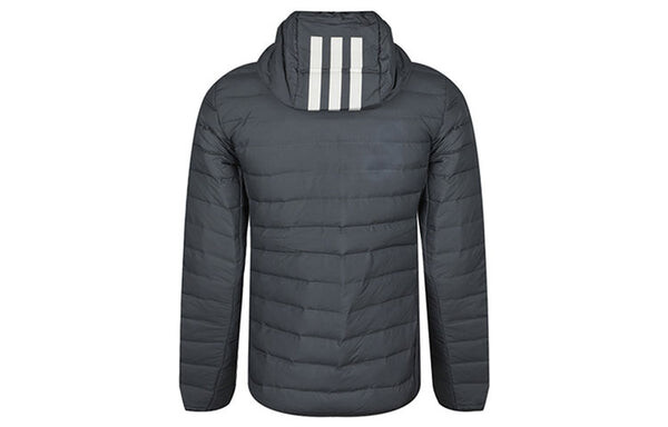 Пуховик adidas Varilite 3s H J Stay Warm Outdoor logo hooded down Jacket Black, черный — фото 2