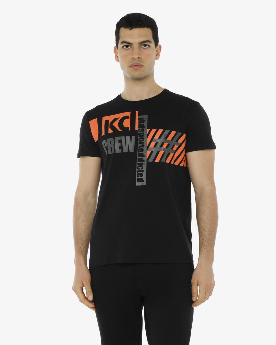 

JAKED Черно-оранжевая хлопковая фитнес-футболка для мужчин