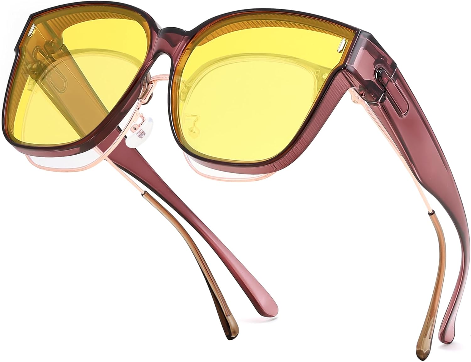 

Поляризованные солнцезащитные очки FEISEDY, надеваемые поверх обычных очков, для мужчин и женщин, большие квадратные солнцезащитные очки с защитой UV400, артикул B4187, Purple/Yellow