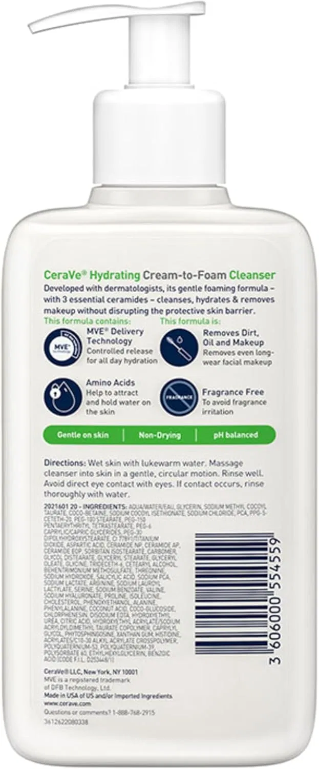 Крем для лица CeraVe — Очищающая пенка Hydrating Cream-to-Foam, 236 мл — фото 2